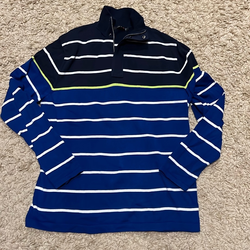 RLX Ralph Lauren Polo Golf Long Sleeve Stipe Sweater Large